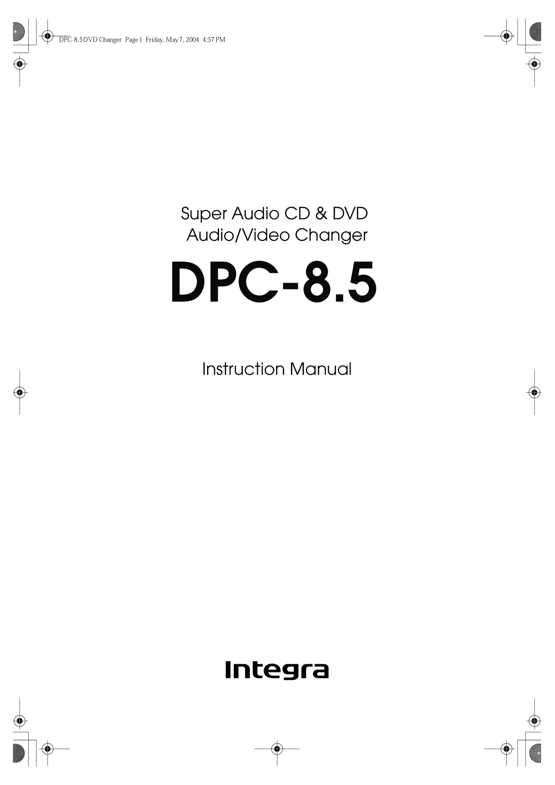 Integra DPC-8.5 instruction manual 