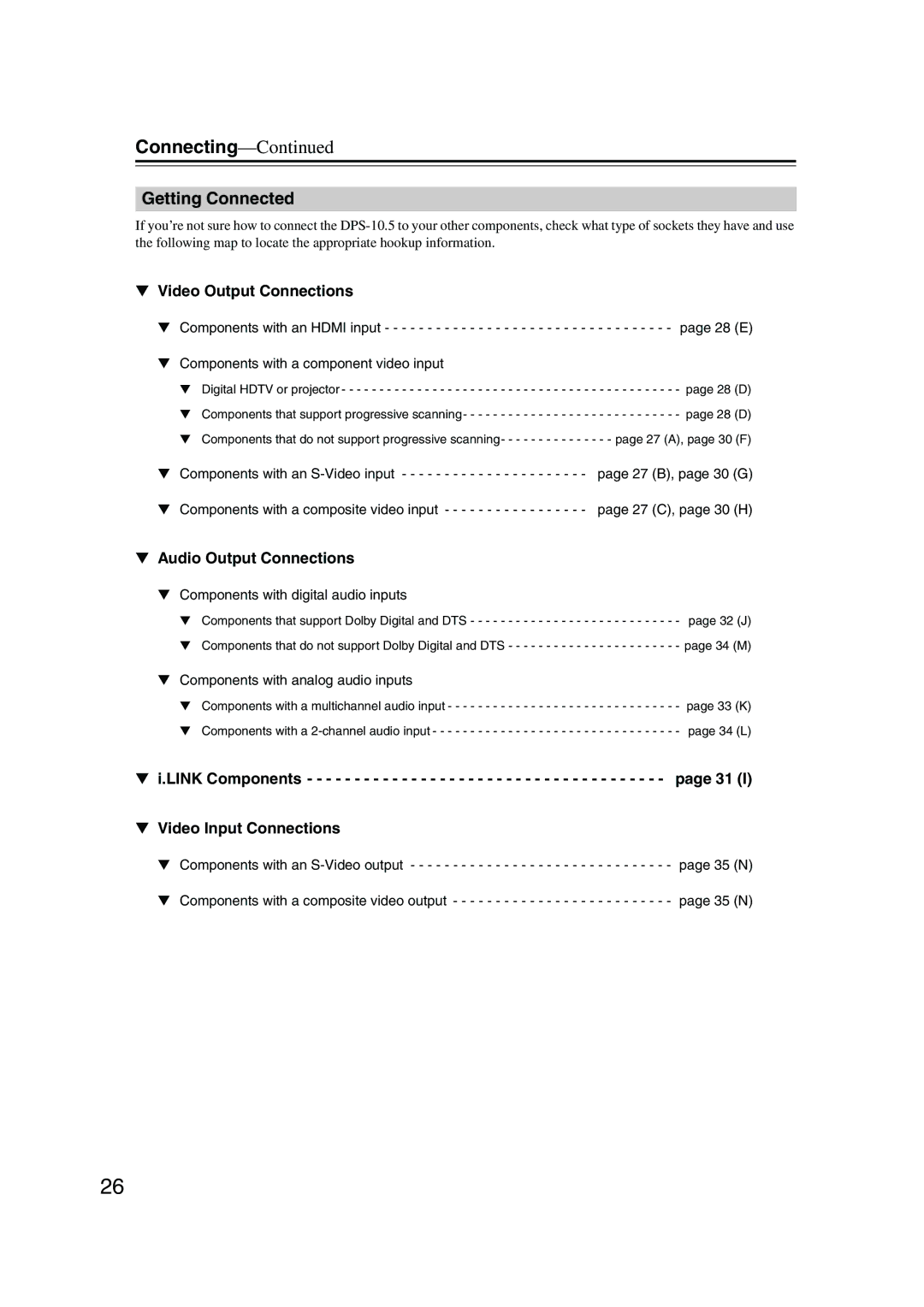 Integra DPS-10.5 instruction manual Getting Connected, Video Output Connections 