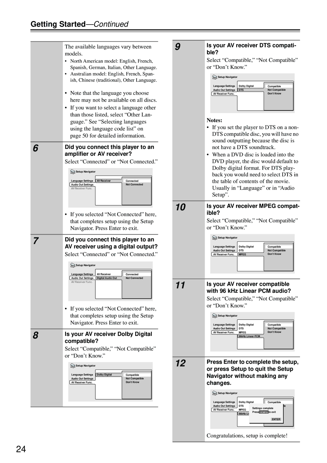 Integra DPS-5.4 instruction manual Getting Started 