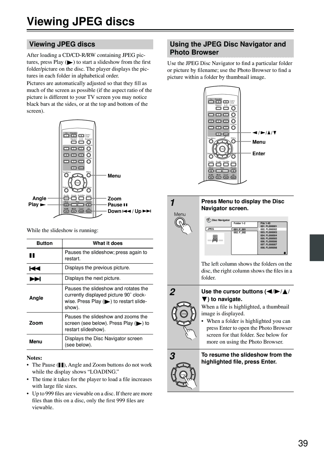 Integra DPS-5.4 instruction manual Viewing Jpeg discs, Using the Jpeg Disc Navigator and Photo Browser 