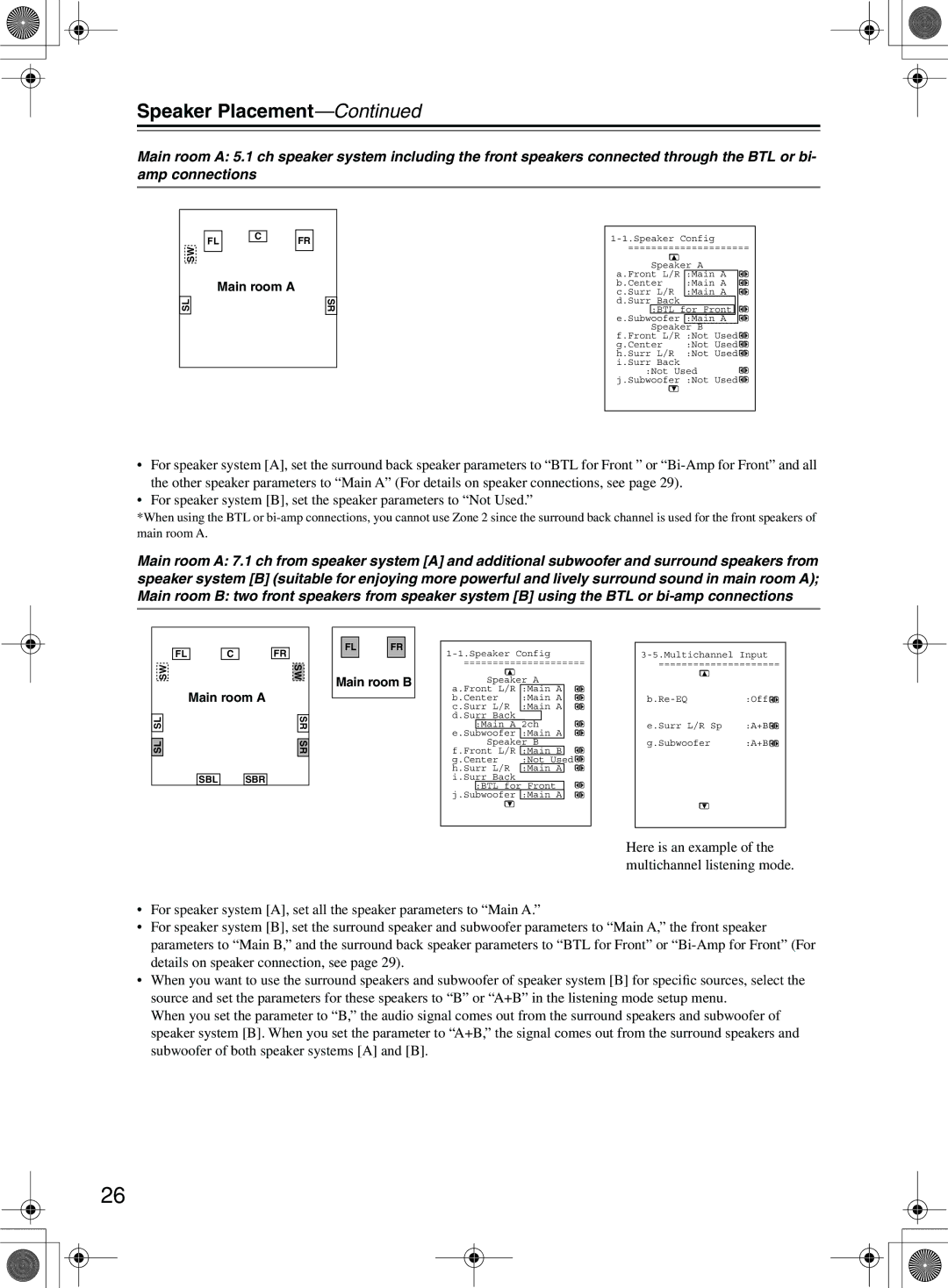 Integra DTR-10.5 instruction manual Subwoofer Main a 