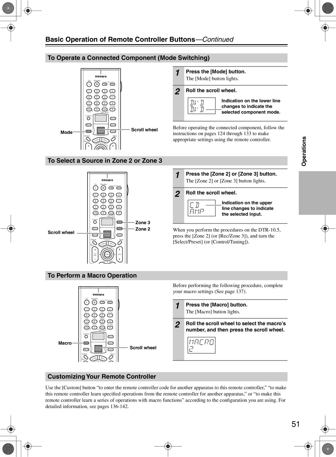 Integra DTR-10.5 Basic Operation of Remote Controller Buttons, To Operate a Connected Component Mode Switching 