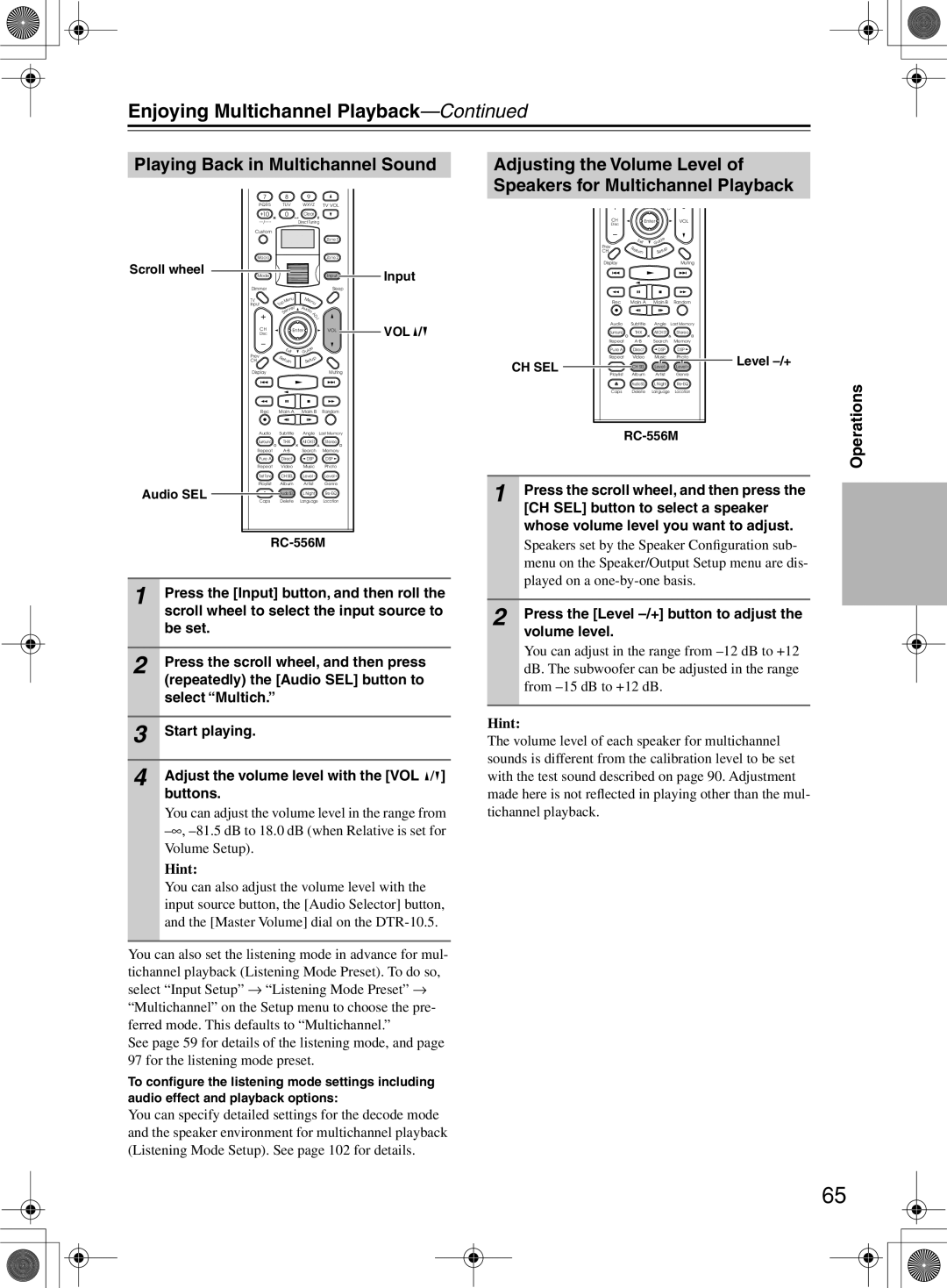 Integra DTR-10.5 instruction manual Enjoying Multichannel Playback 