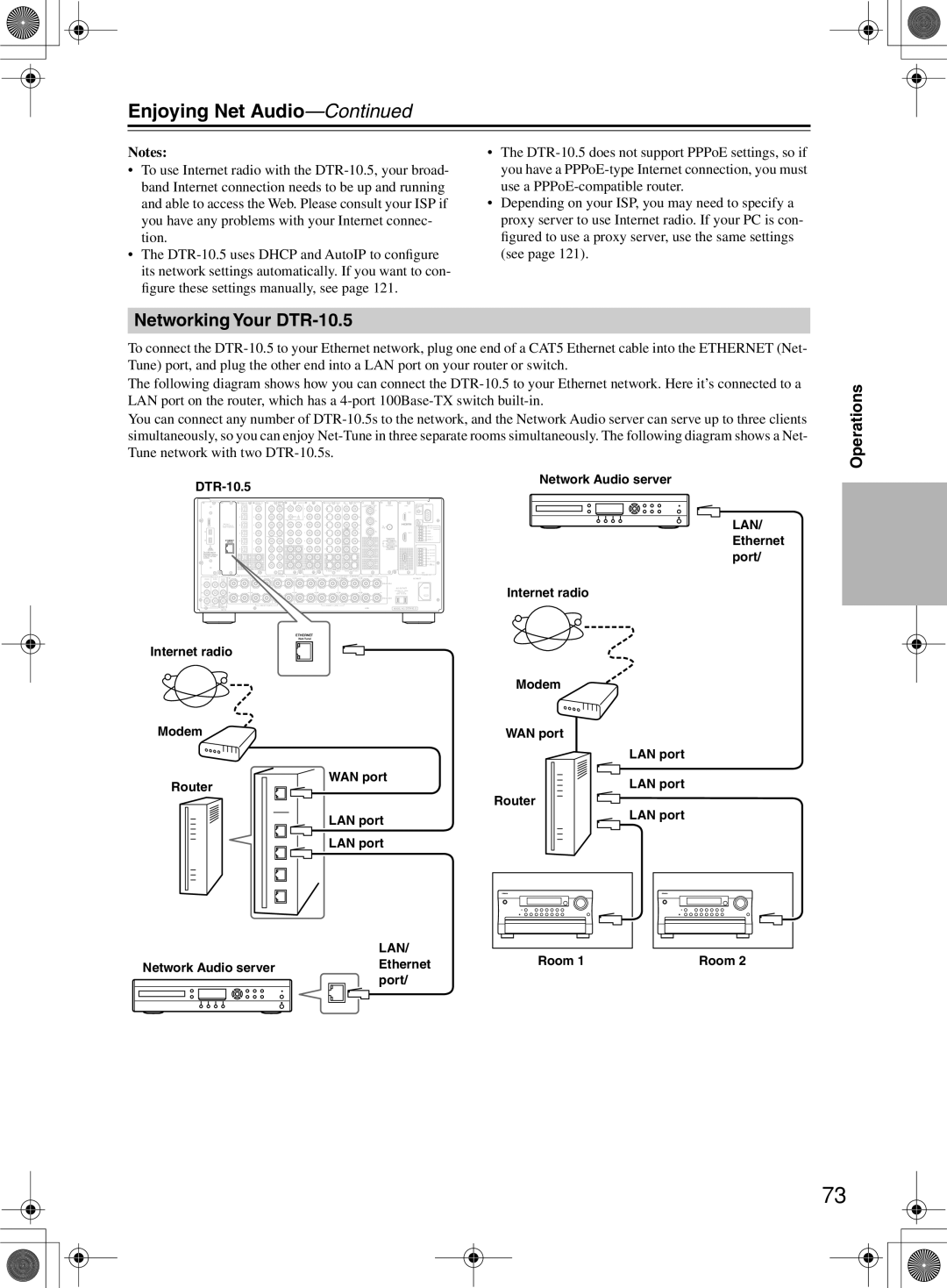 Integra Enjoying Net Audio, Networking Your DTR-10.5, DTR-10.5 Network Audio server, Internet radio Modem 