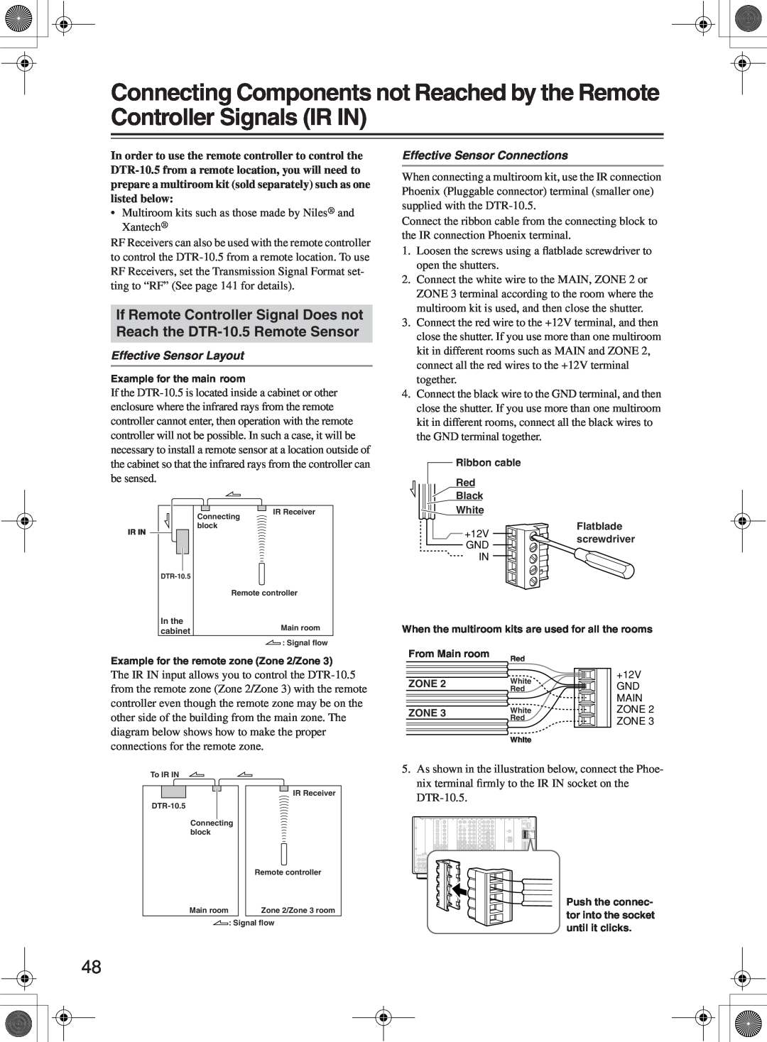 Integra DTR-10.5 instruction manual Effective Sensor Layout, Effective Sensor Connections 