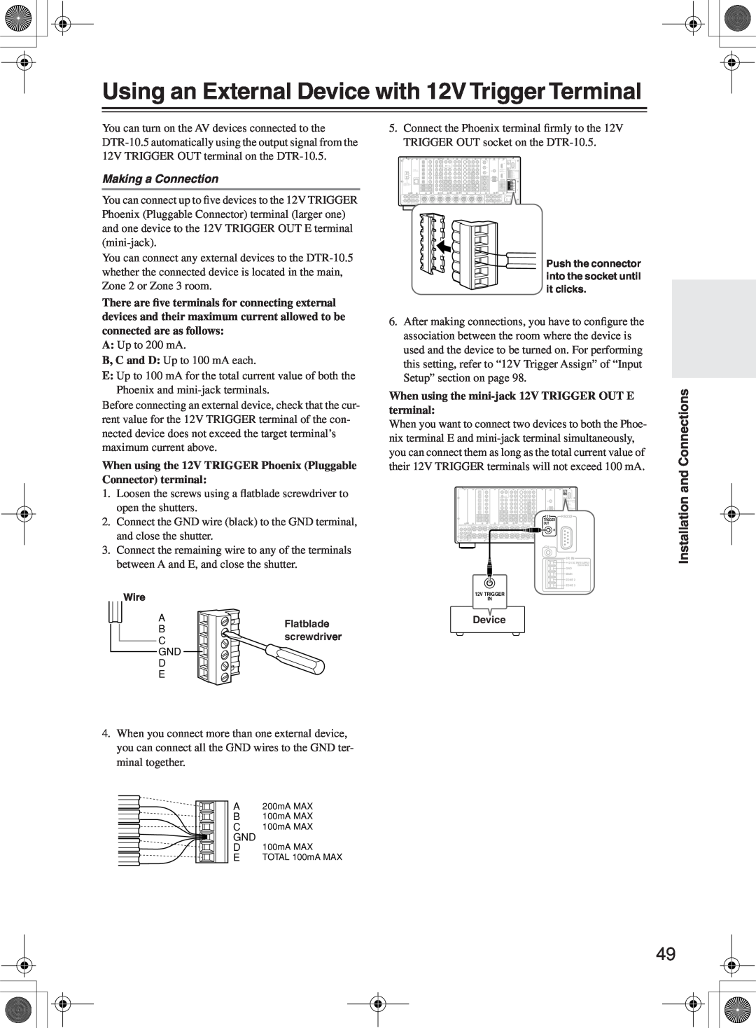 Integra DTR-10.5 instruction manual Making a Connection, Installation and Connections 