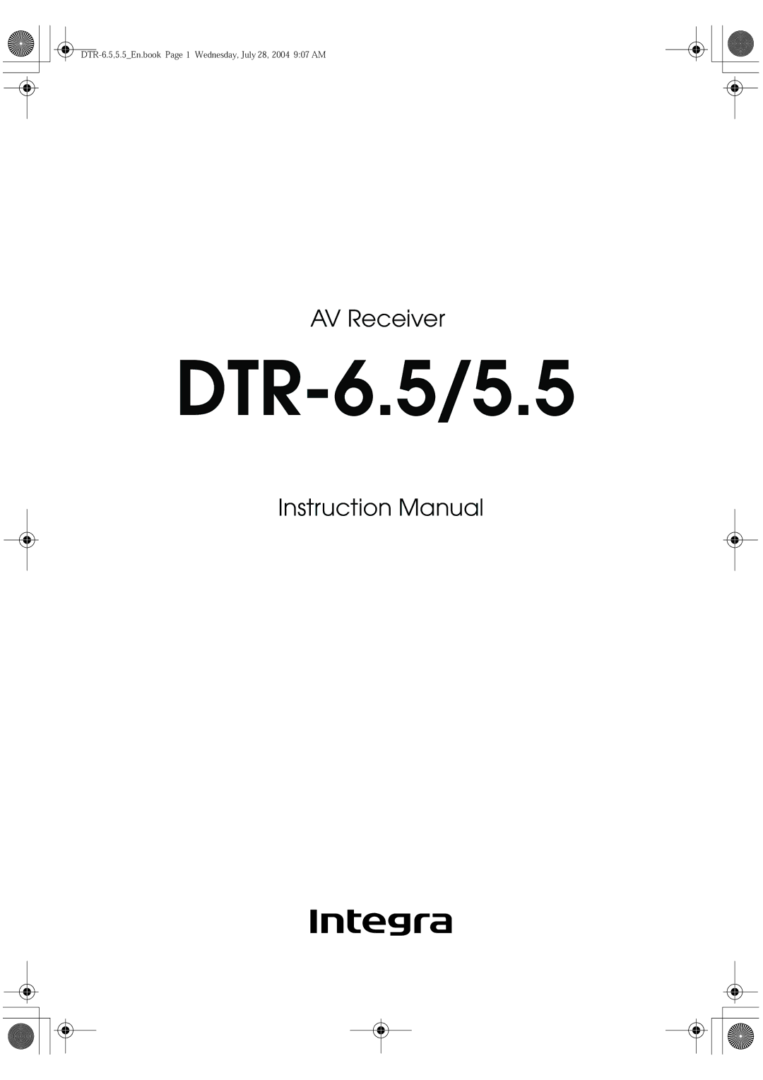 Integra DTR-5.5 instruction manual DTR-6.5/5.5 