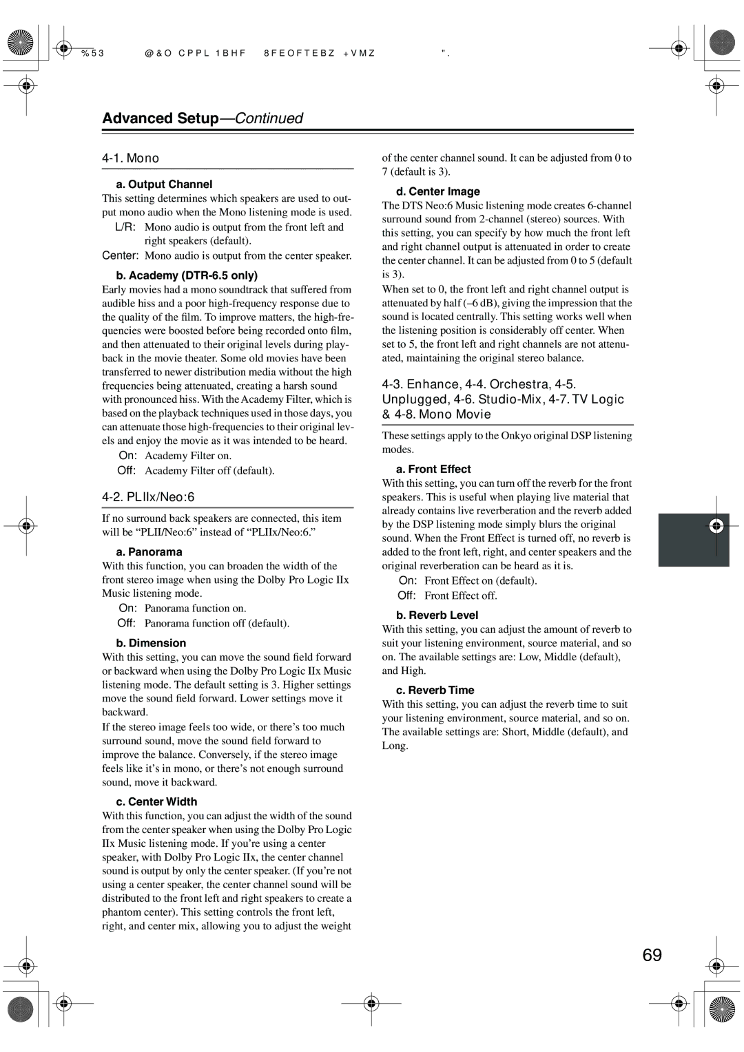 Integra DTR-5.5 instruction manual Mono, PLIIx/Neo6 