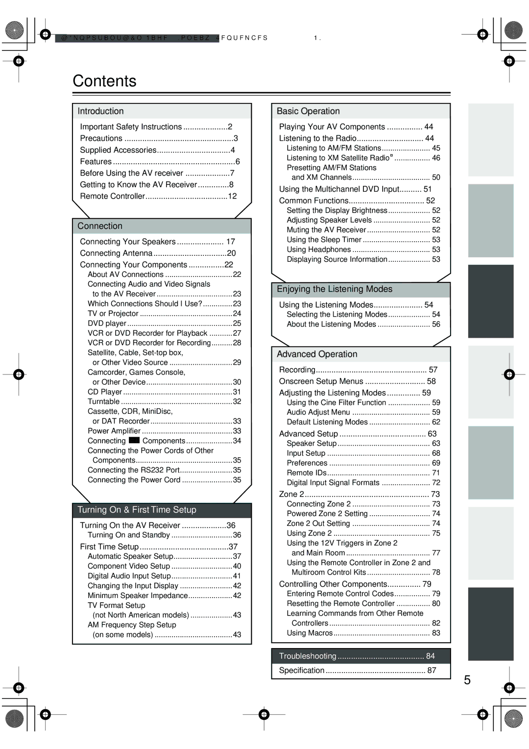 Integra DTR-5.6 instruction manual Contents 