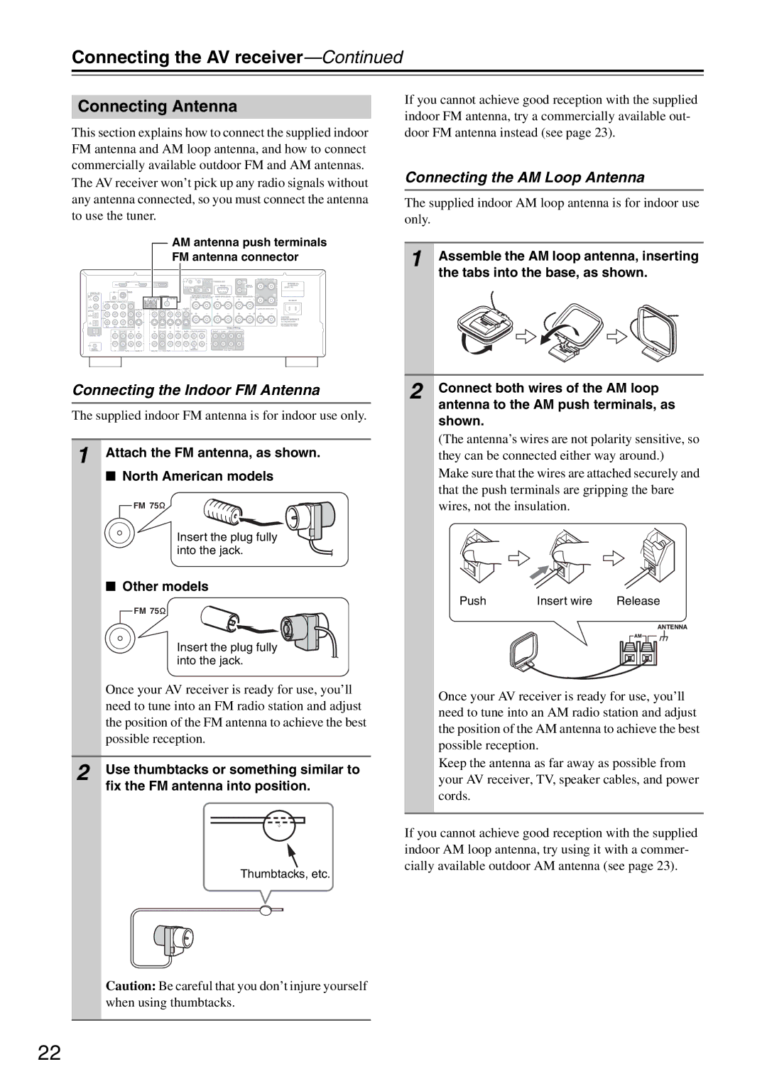 Integra DTR-5.8 Connecting Antenna, Connecting the Indoor FM Antenna, Connecting the AM Loop Antenna, Other models 