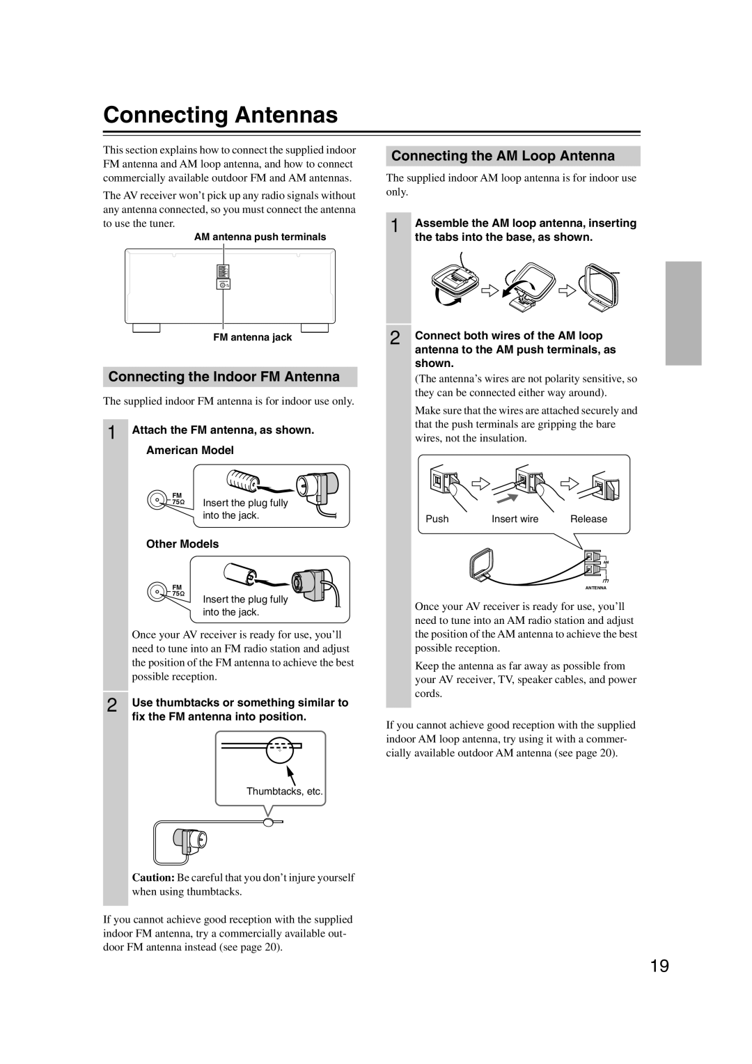 Integra DTR-5.9 Connecting Antennas, Connecting the Indoor FM Antenna, Connecting the AM Loop Antenna, Other Models 