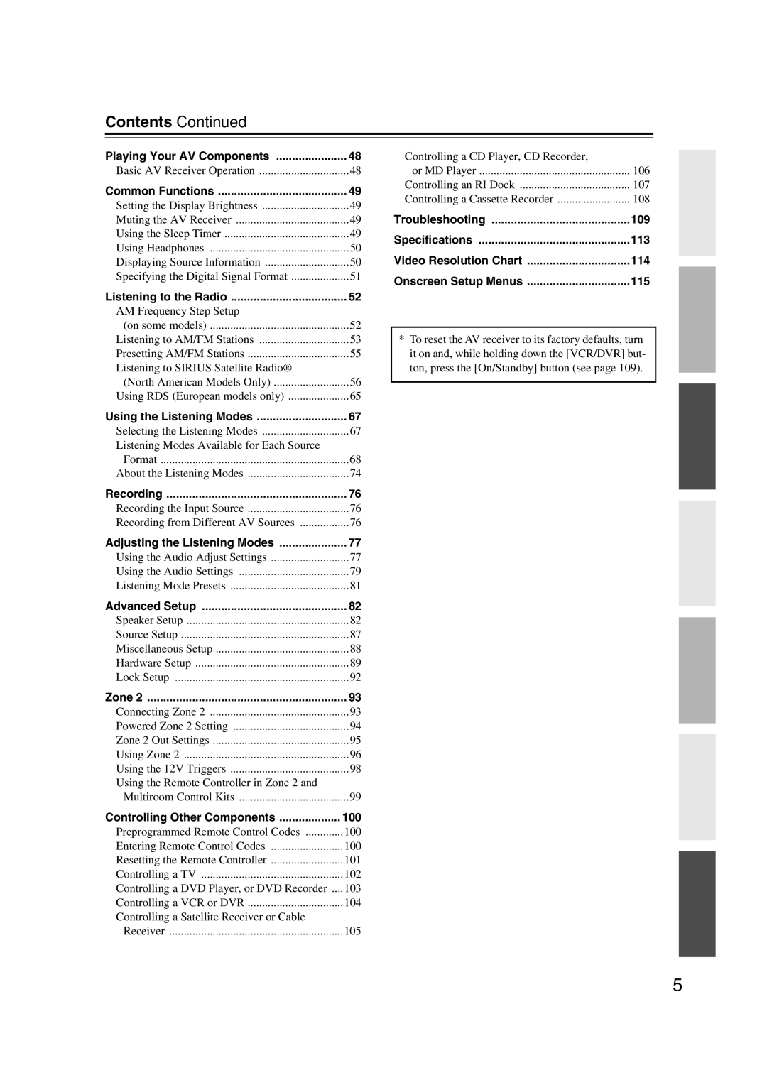 Integra DTR-5.9 instruction manual Contents 