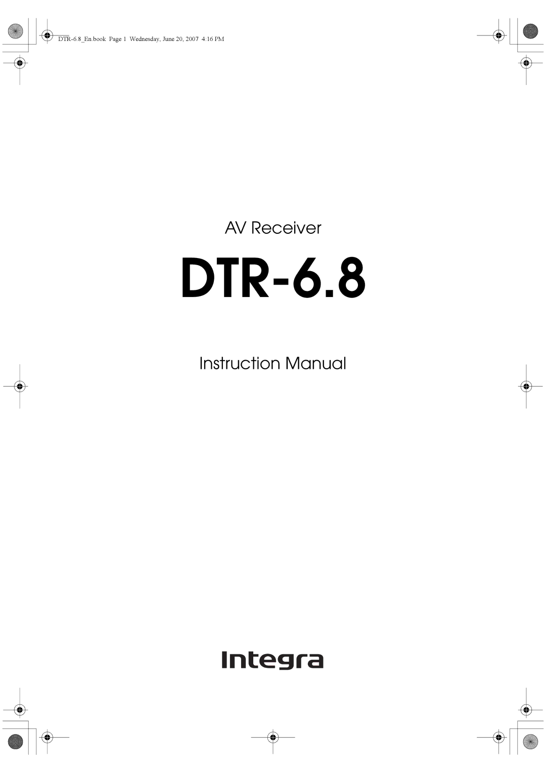 Integra DTR-6.8 instruction manual 