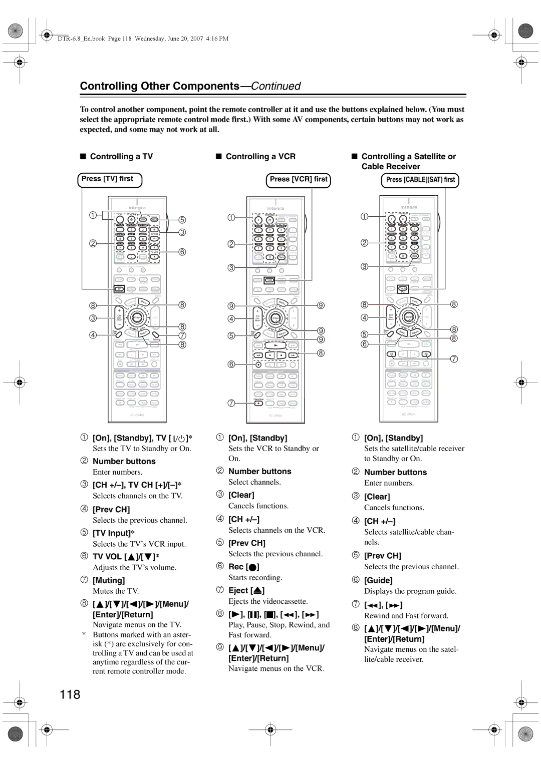 Integra DTR-6.8 instruction manual 118 