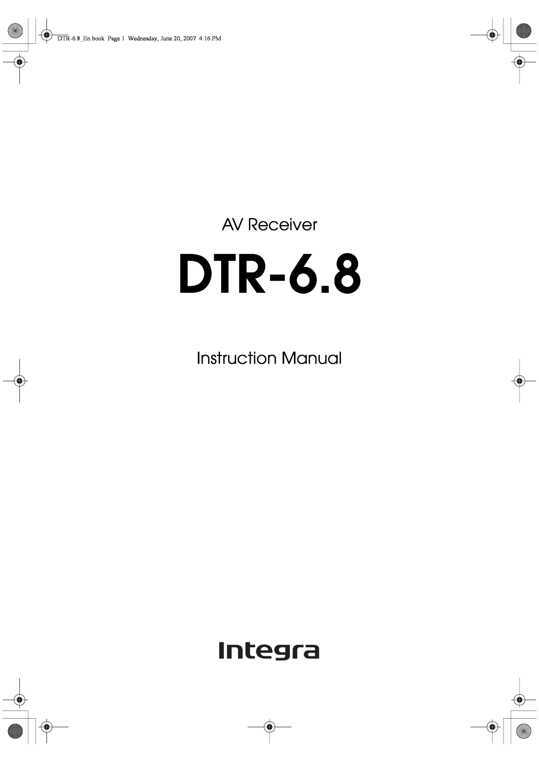 Integra DTR-6.8 instruction manual AV Receiver 