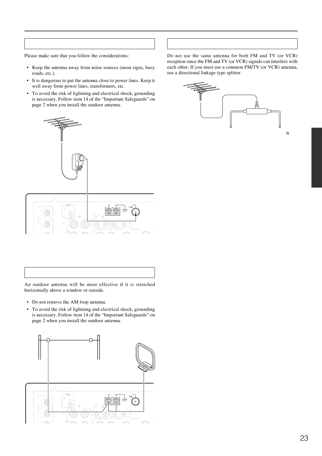 Integra DTR-7.1 appendix Connecting antennas, Connecting an FM outdoor antenna, Directional linkage 