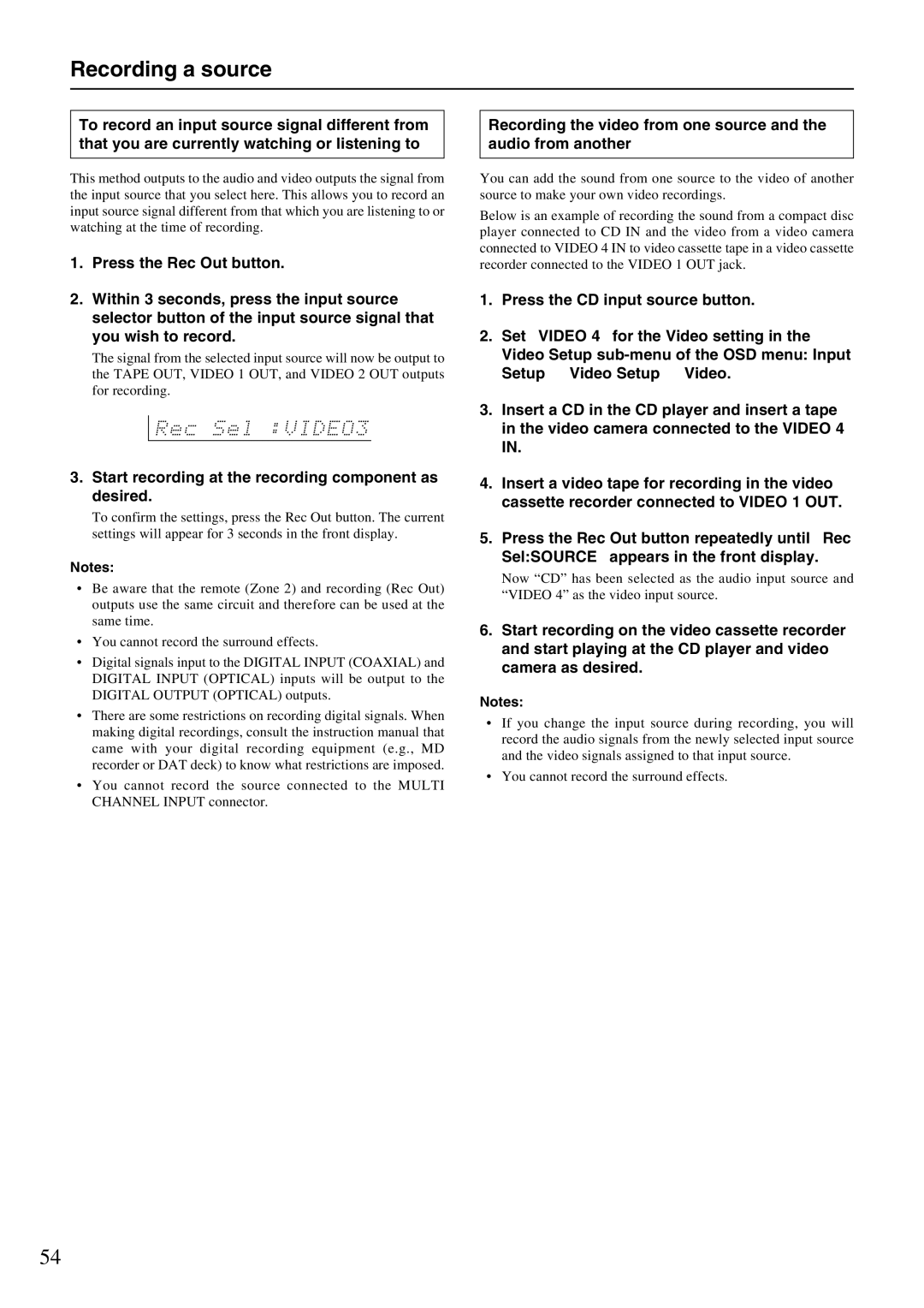 Integra DTR-7.1 appendix Recording a source 