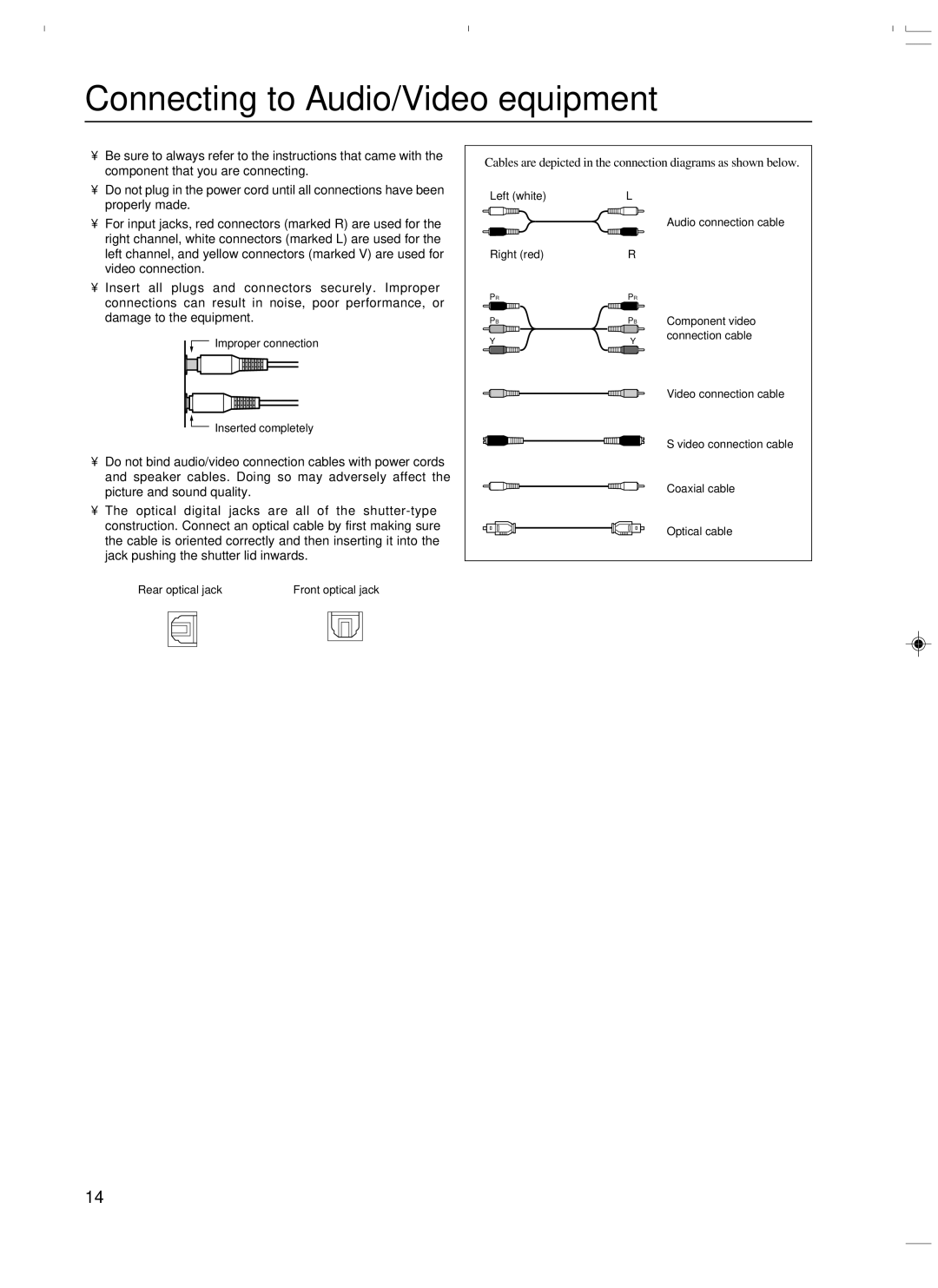 Integra DTR-7.3 instruction manual Connecting to Audio/Video equipment 