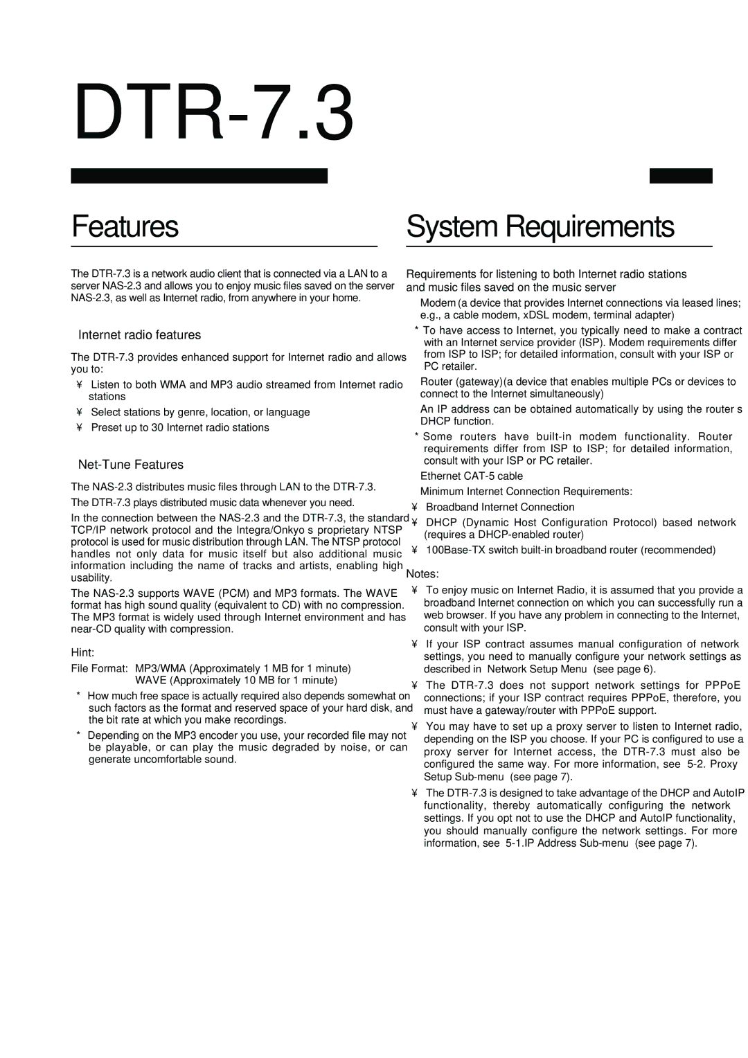 Integra DTR-7.3 instruction manual Internet radio features, Net-Tune Features 