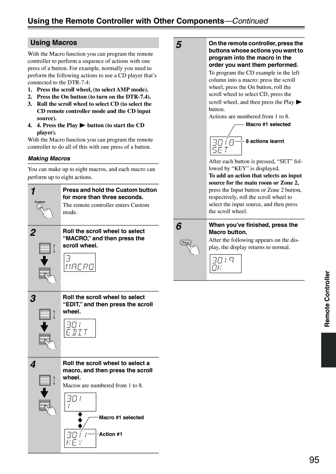 Integra DTR-7.4 instruction manual Using Macros, Making Macros 