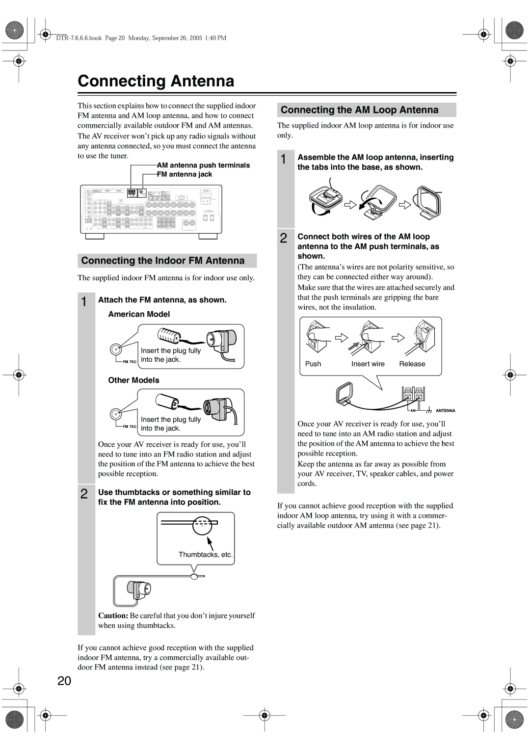 Integra DTR-7.6/6.6 Connecting Antenna, Connecting the AM Loop Antenna, Connecting the Indoor FM Antenna, Other Models 