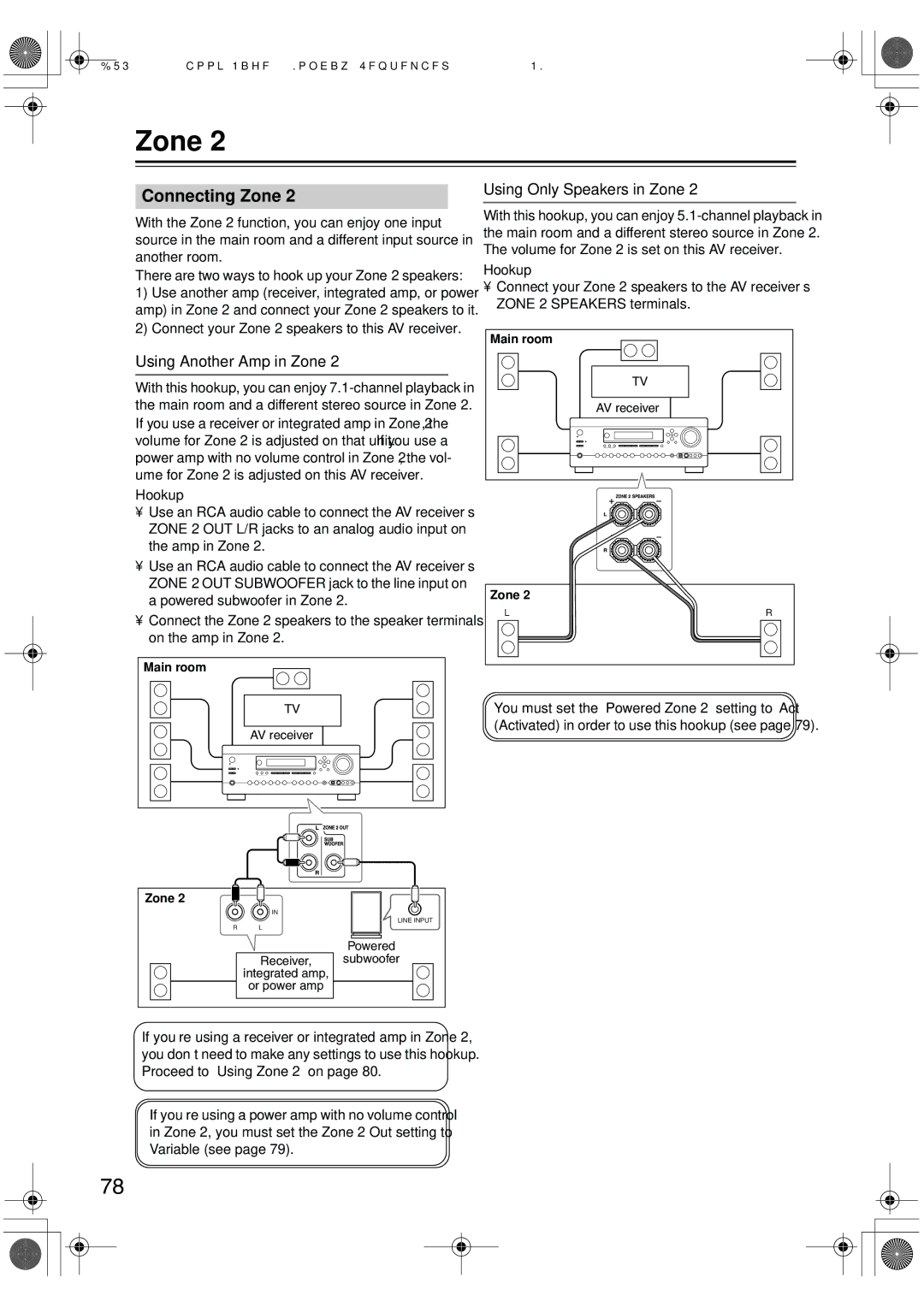 Integra DTR-7.6/6.6 instruction manual Connecting Zone, Using Another Amp in Zone, Using Only Speakers in Zone 