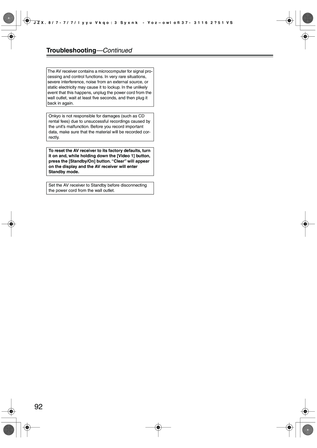 Integra DTR-7.6/6.6 instruction manual DTR-7.6,6.6.book Page 92 Monday, September 26, 2005 140 PM 