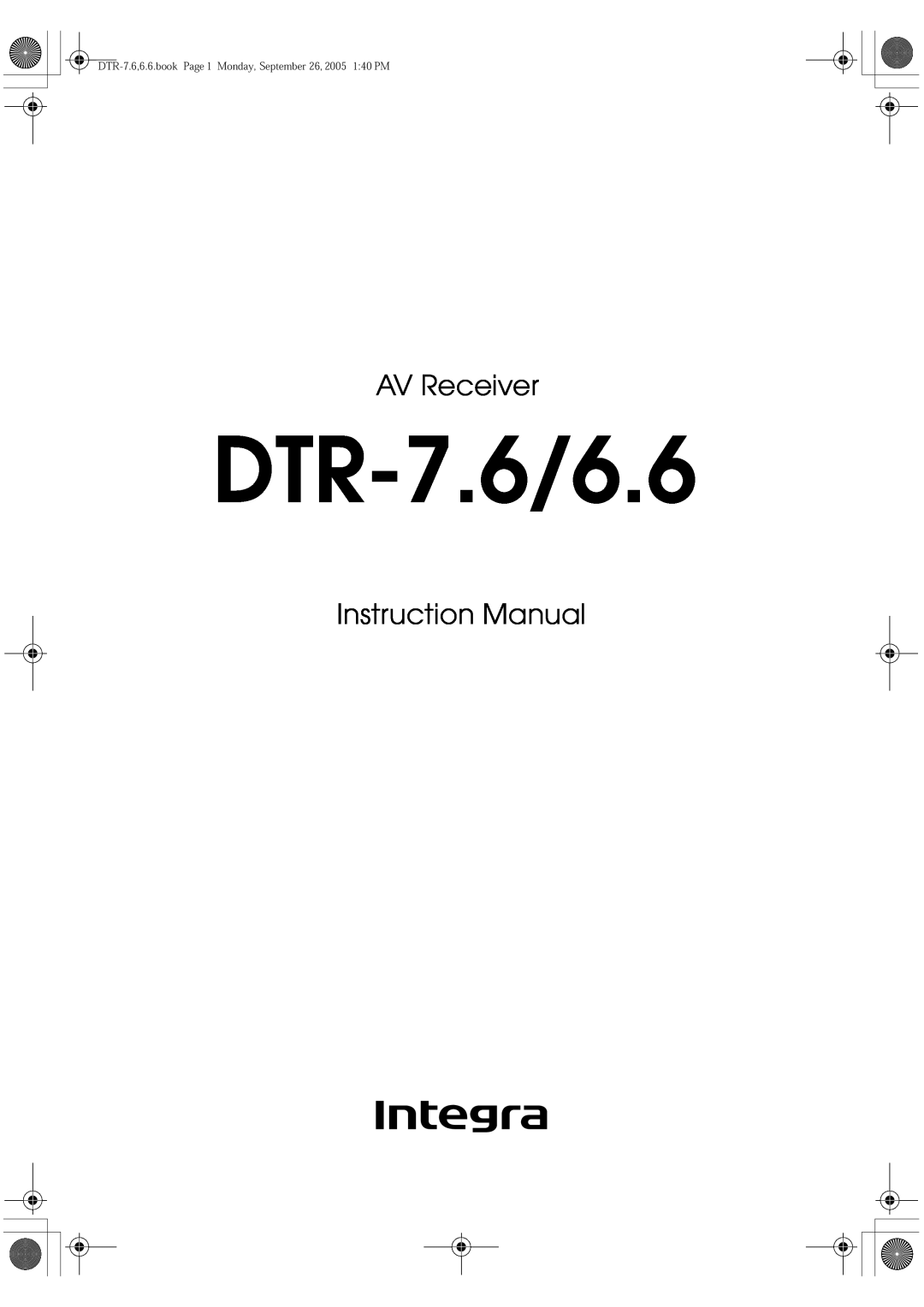 Integra DTR-7.6/6.6 instruction manual AV Receiver 
