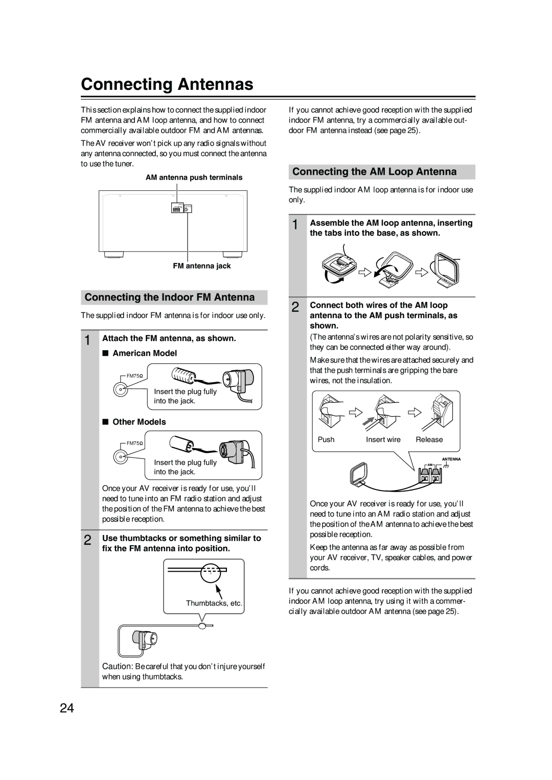 Integra DTR-7.8 Connecting Antennas, Connecting the Indoor FM Antenna, Connecting the AM Loop Antenna, Other Models 