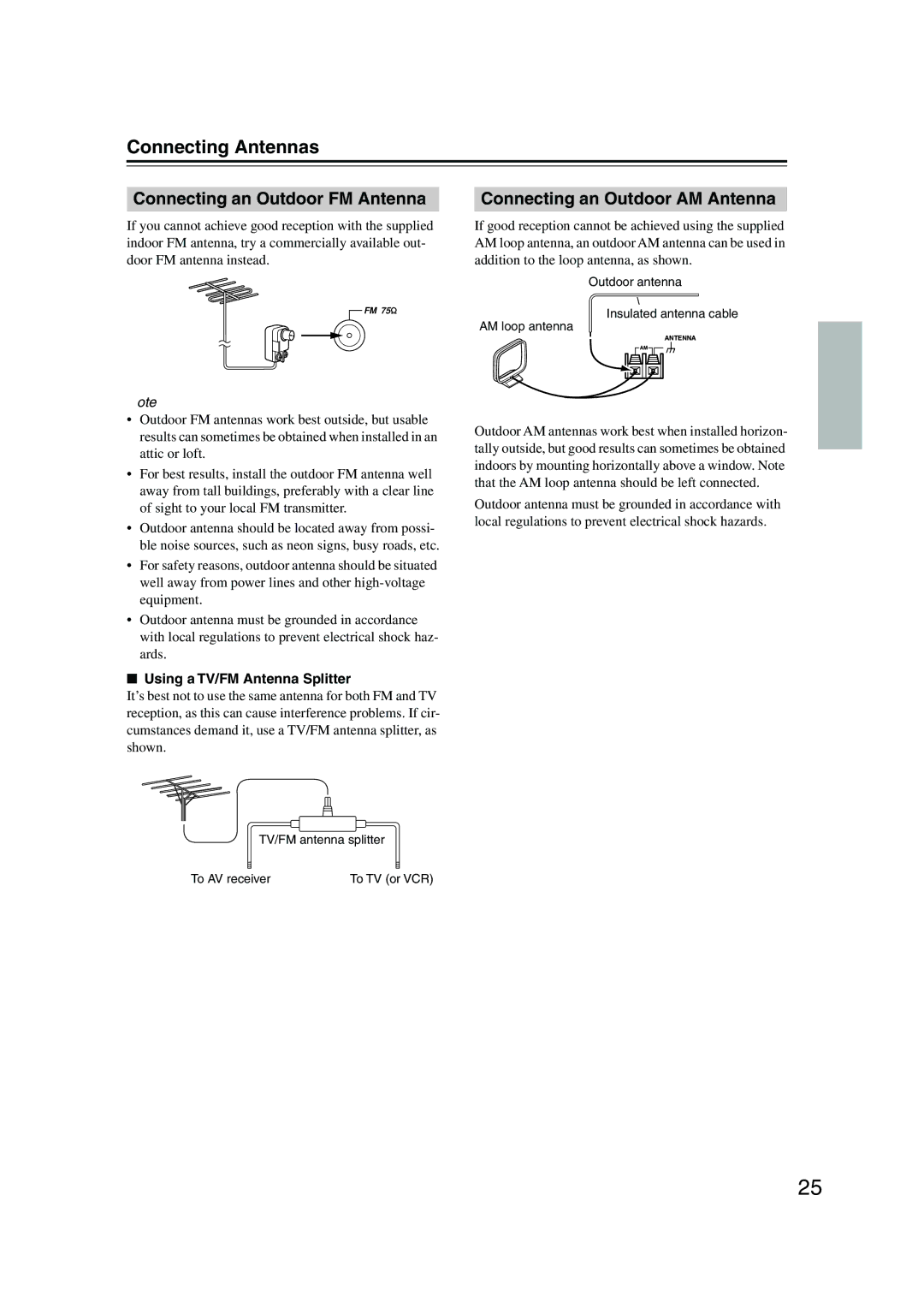 Integra DTR-7.8 instruction manual Connecting Antennas, Connecting an Outdoor FM Antenna, Connecting an Outdoor AM Antenna 