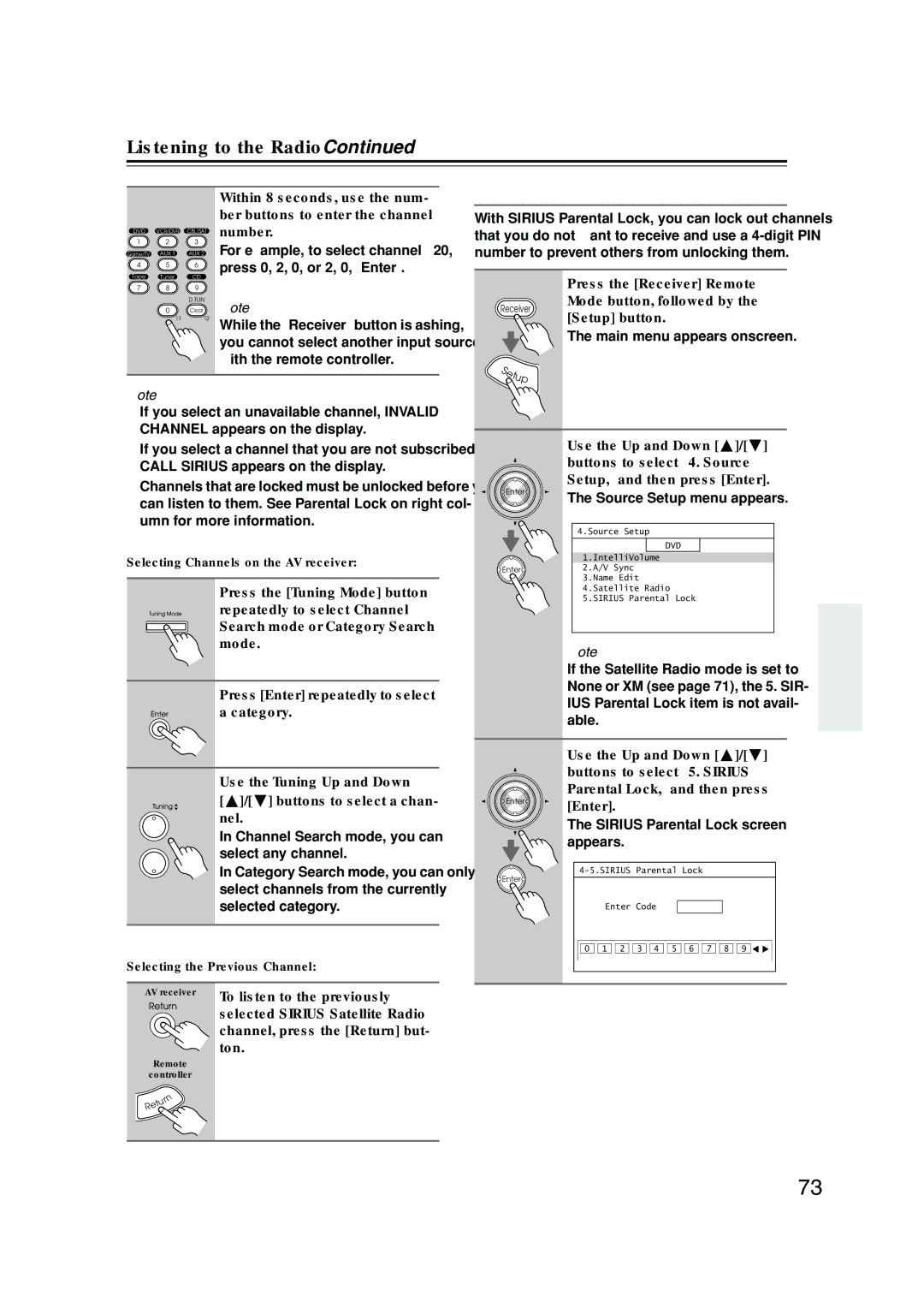 Integra DTR-7.8 instruction manual Parental Lock 