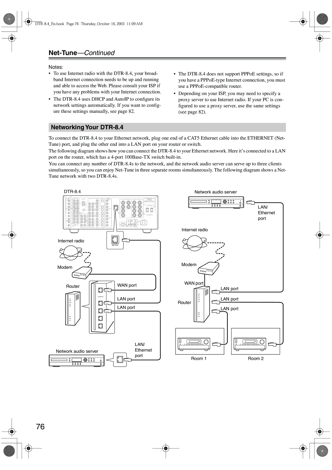 Integra instruction manual Net-Tune, Networking Your DTR-8.4 