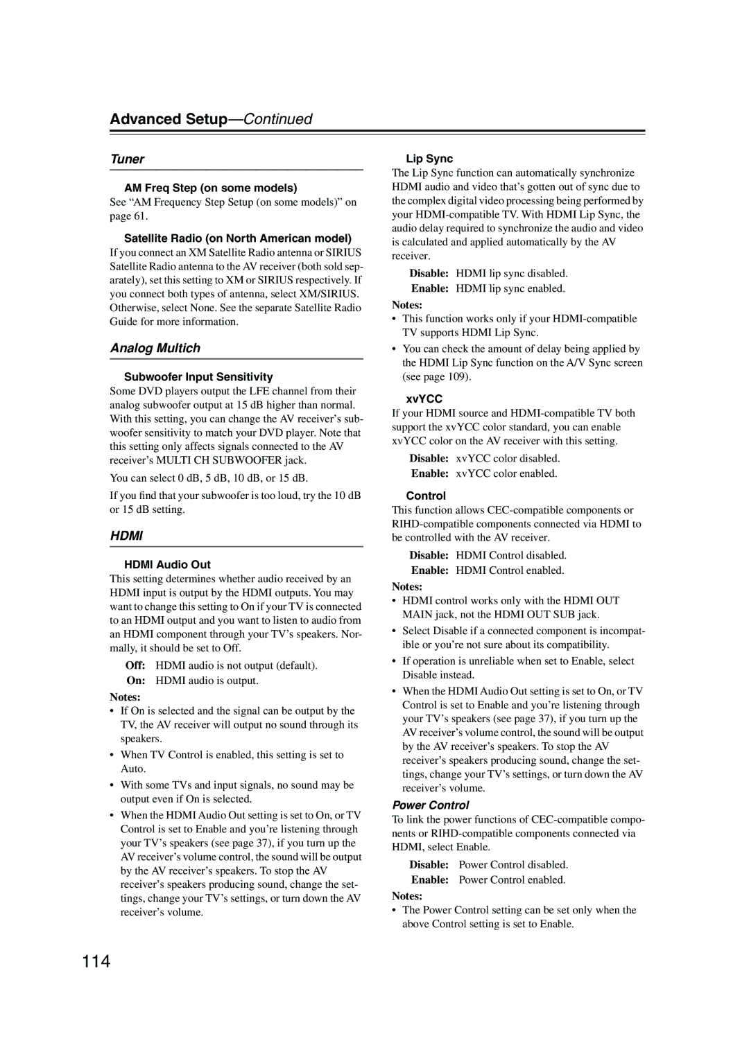 Integra DTR-8.8 instruction manual 114, Analog Multich 