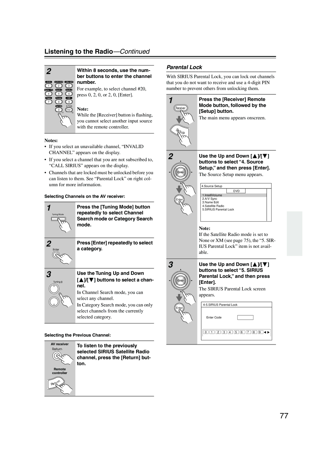 Integra DTR-8.8 instruction manual Parental Lock 