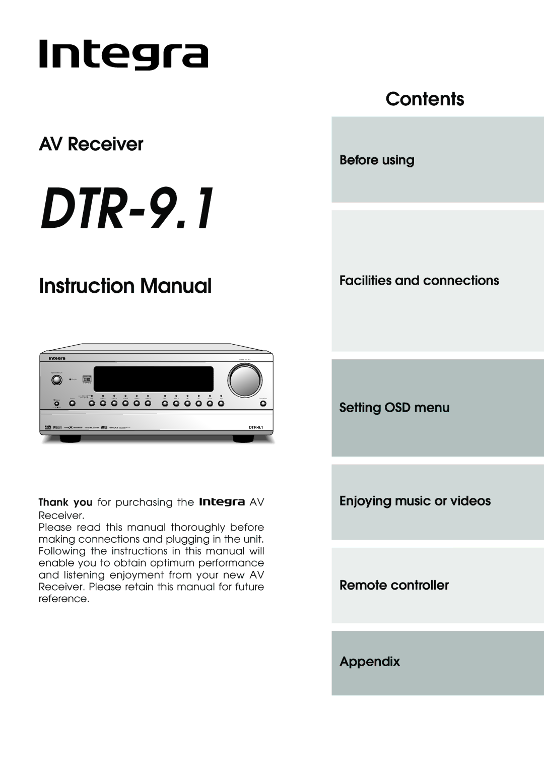 Integra DTR-9.1 appendix 