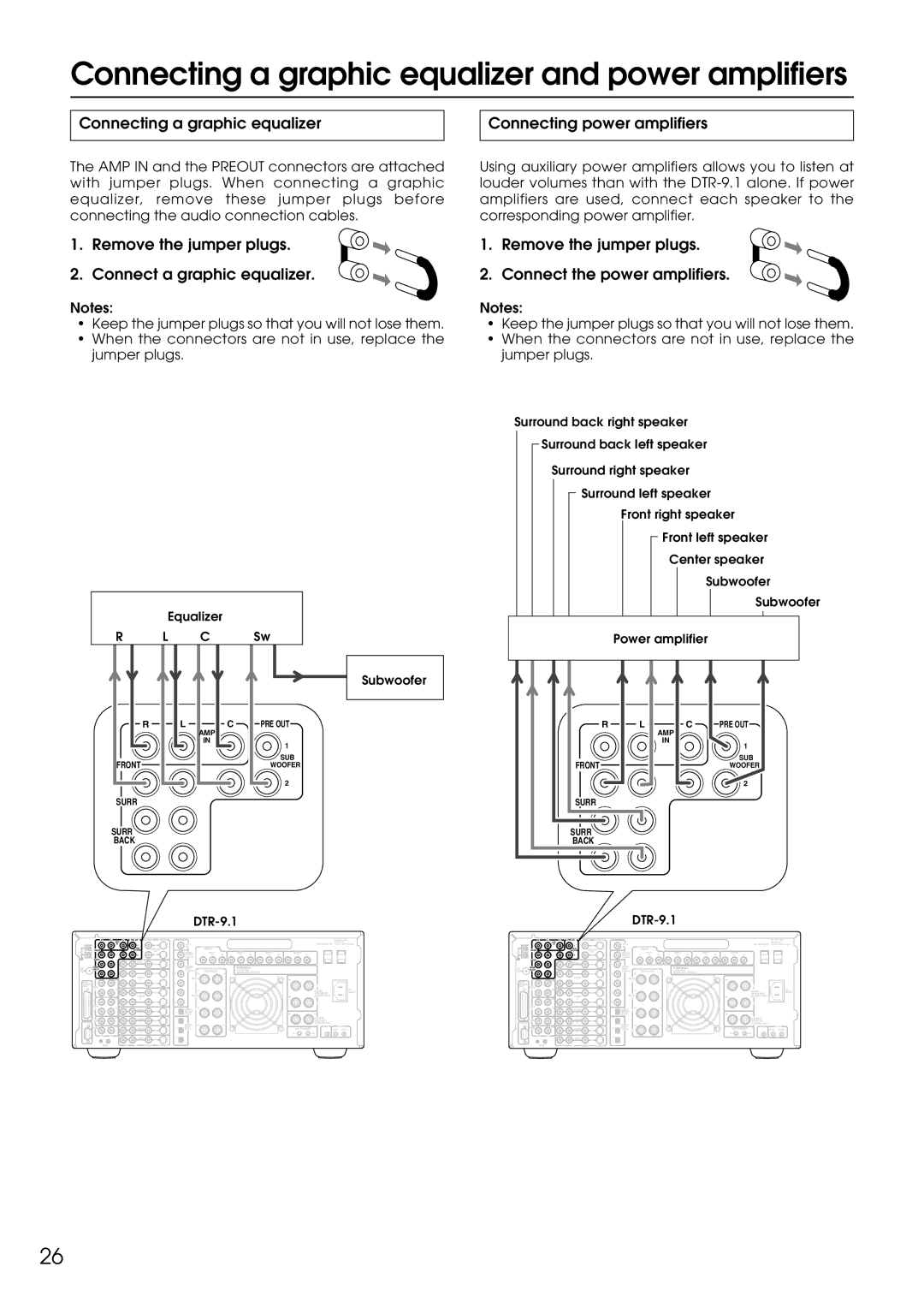 Integra DTR-9.1 appendix Connecting a graphic equalizer Connecting power amplifiers 