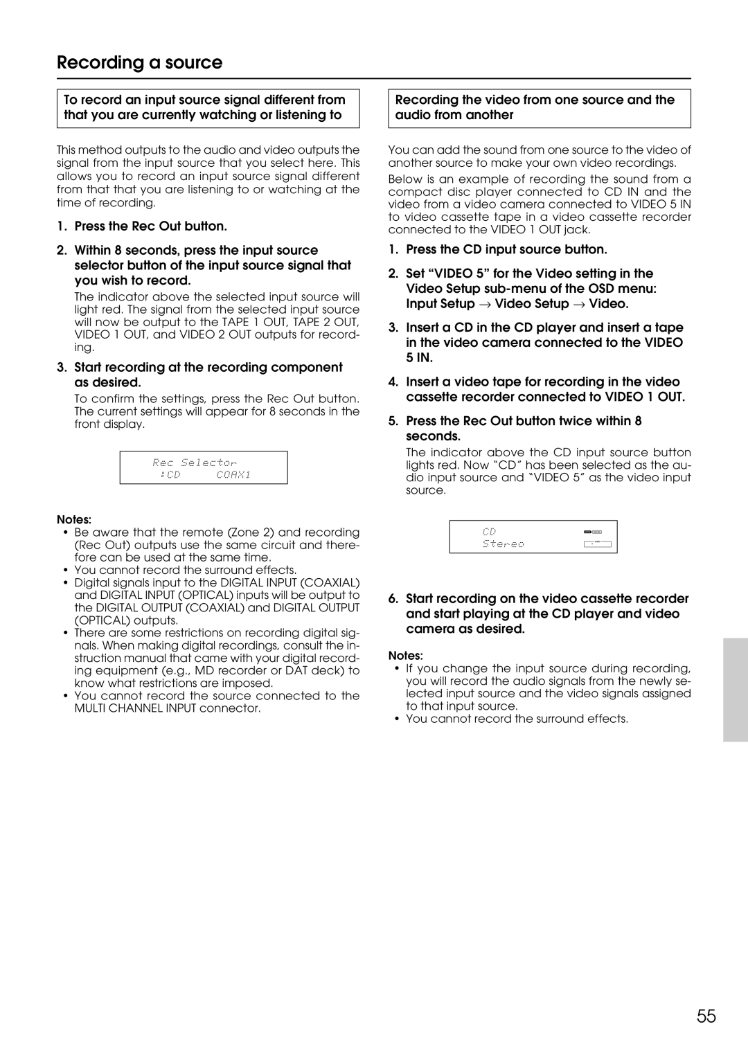 Integra DTR-9.1 appendix Recording a source 