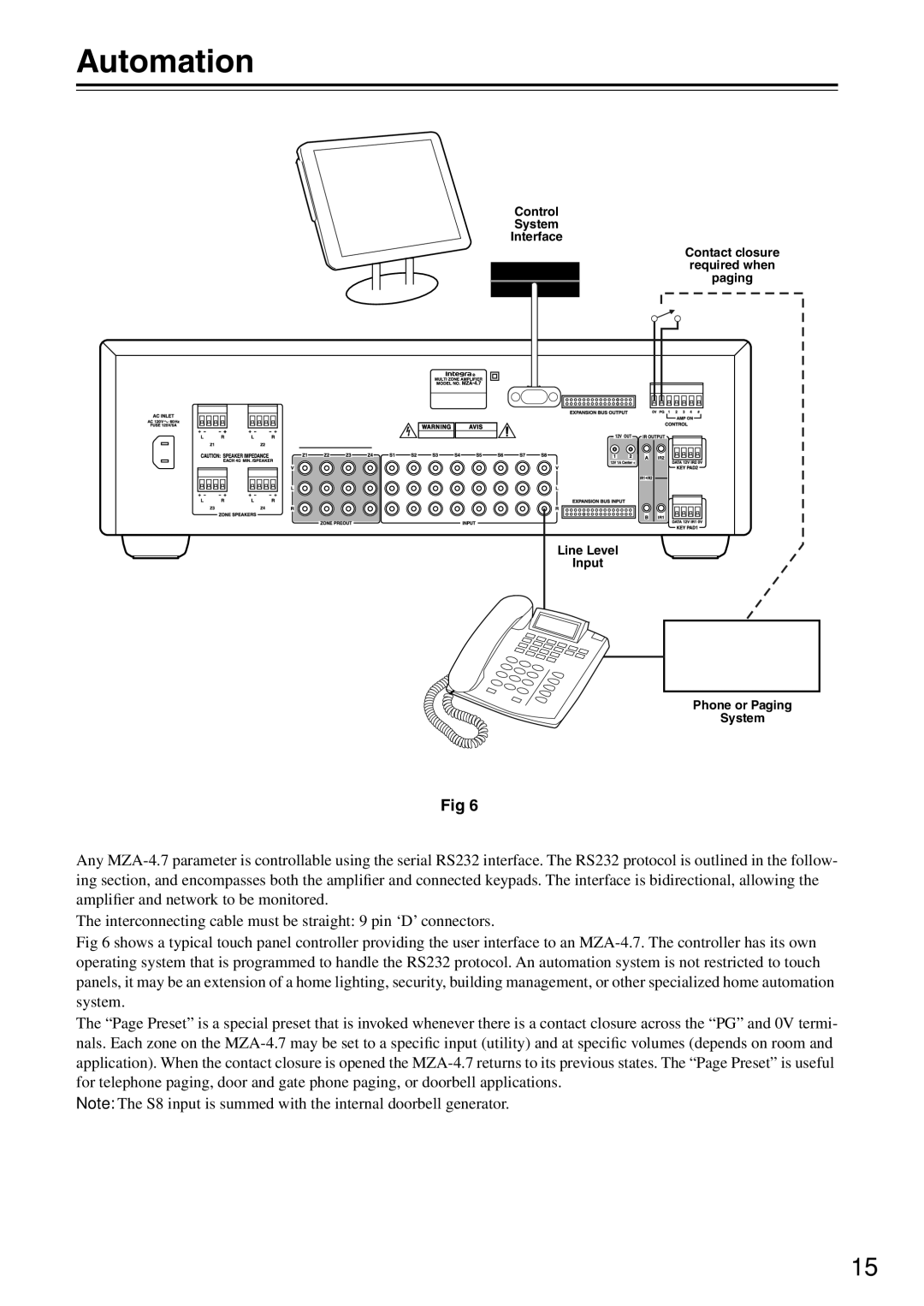 Integra MZA-4.7 instruction manual Automation 