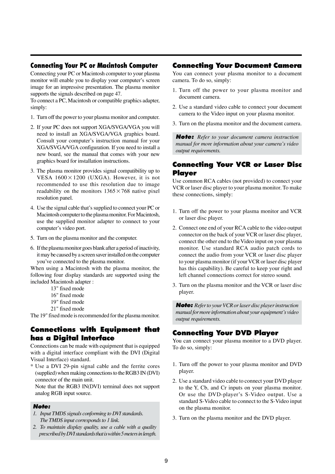 Integra PLA-50V1 Connections with Equipment that has a Digital Interface, Connecting Your Document Camera 