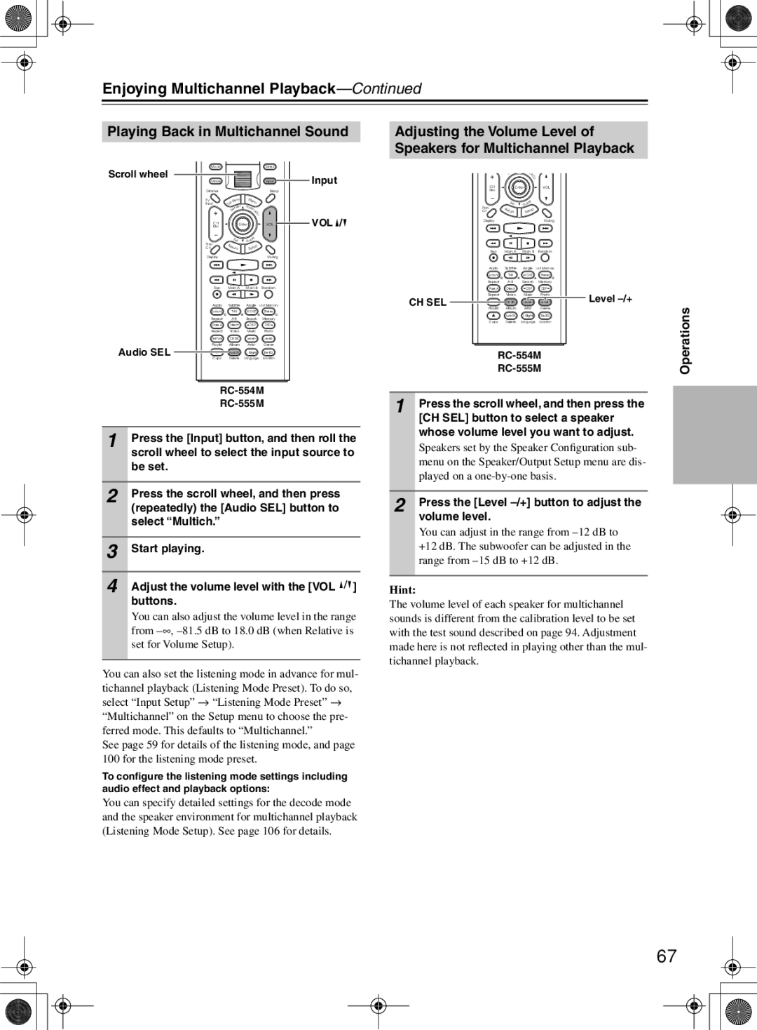 Integra RDC-7.1 instruction manual Enjoying Multichannel Playback 