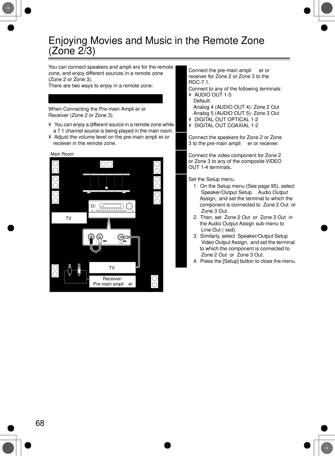 Integra RDC-7.1 instruction manual Enjoying Movies and Music in the Remote Zone Zone 2/3, Connecting and Setup 