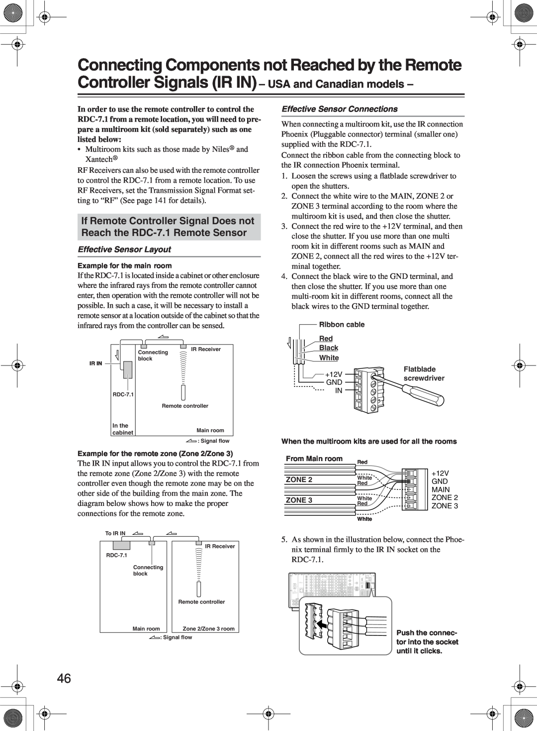 Integra RDC-7.1 instruction manual Effective Sensor Layout, Effective Sensor Connections 