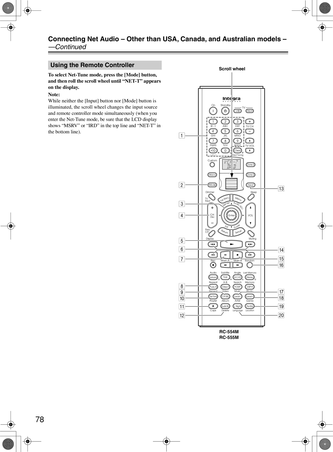 Integra RDC-7.1 instruction manual Continued, Using the Remote Controller, Standby 