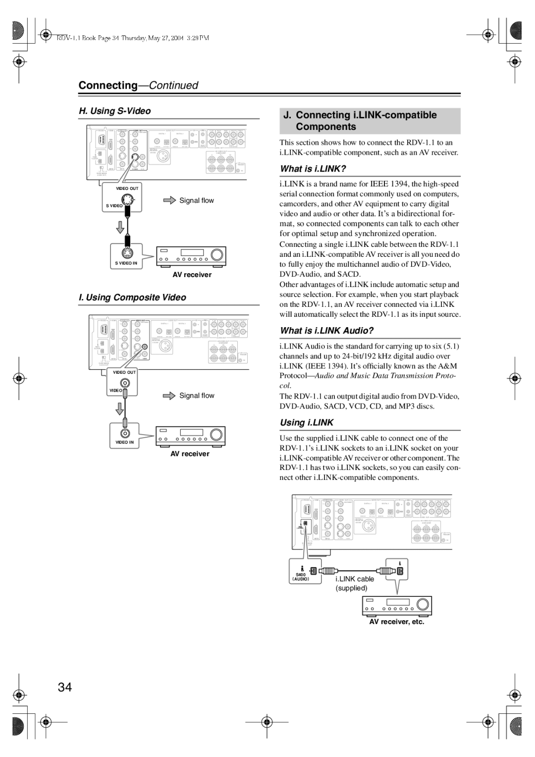 Integra RDV-1.1 Connecting i.LINK-compatible Components, What is i.LINK?, What is i.LINK Audio?, Using i.LINK 