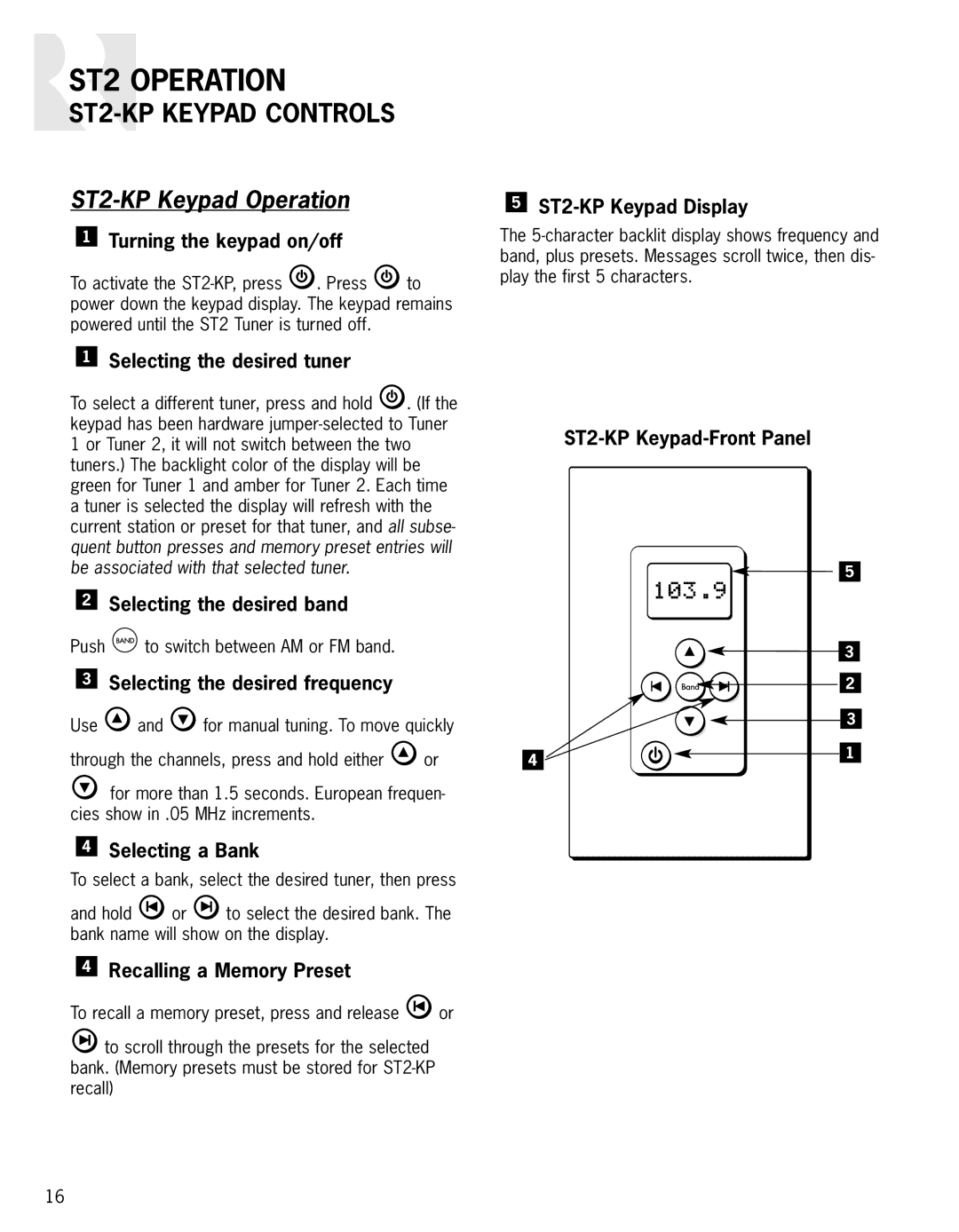 Integra instruction manual ST2-KP Keypad Controls, ST2-KP Keypad Operation 