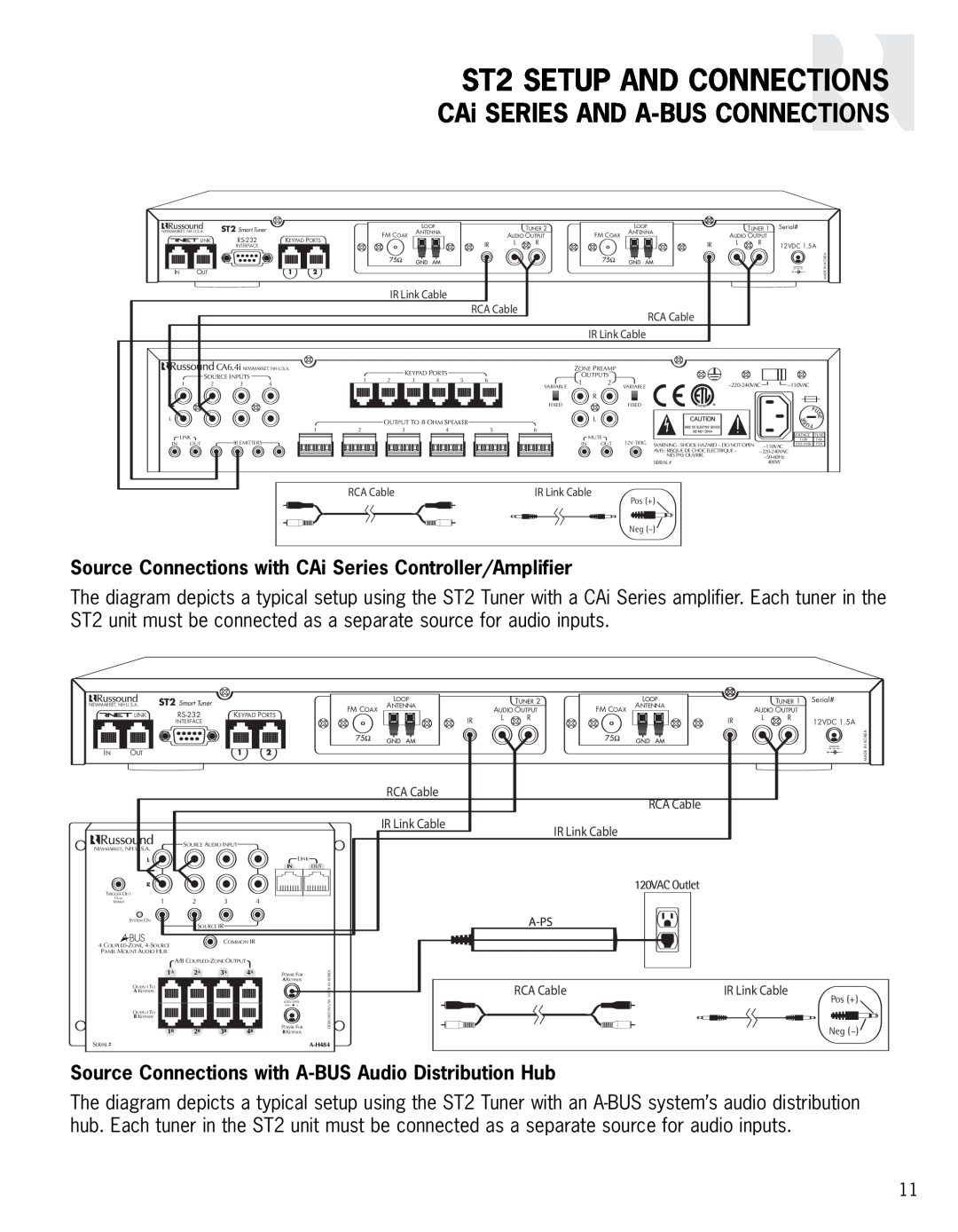 Integra instruction manual CAi SERIES AND A-BUSCONNECTIONS, ST2 SETUP AND CONNECTIONS 