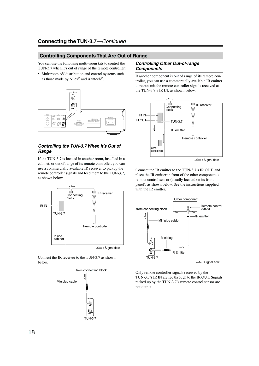 Integra TUN-3.7 instruction manual Controlling Components That Are Out of Range, Controlling Other Out-of-range Components 