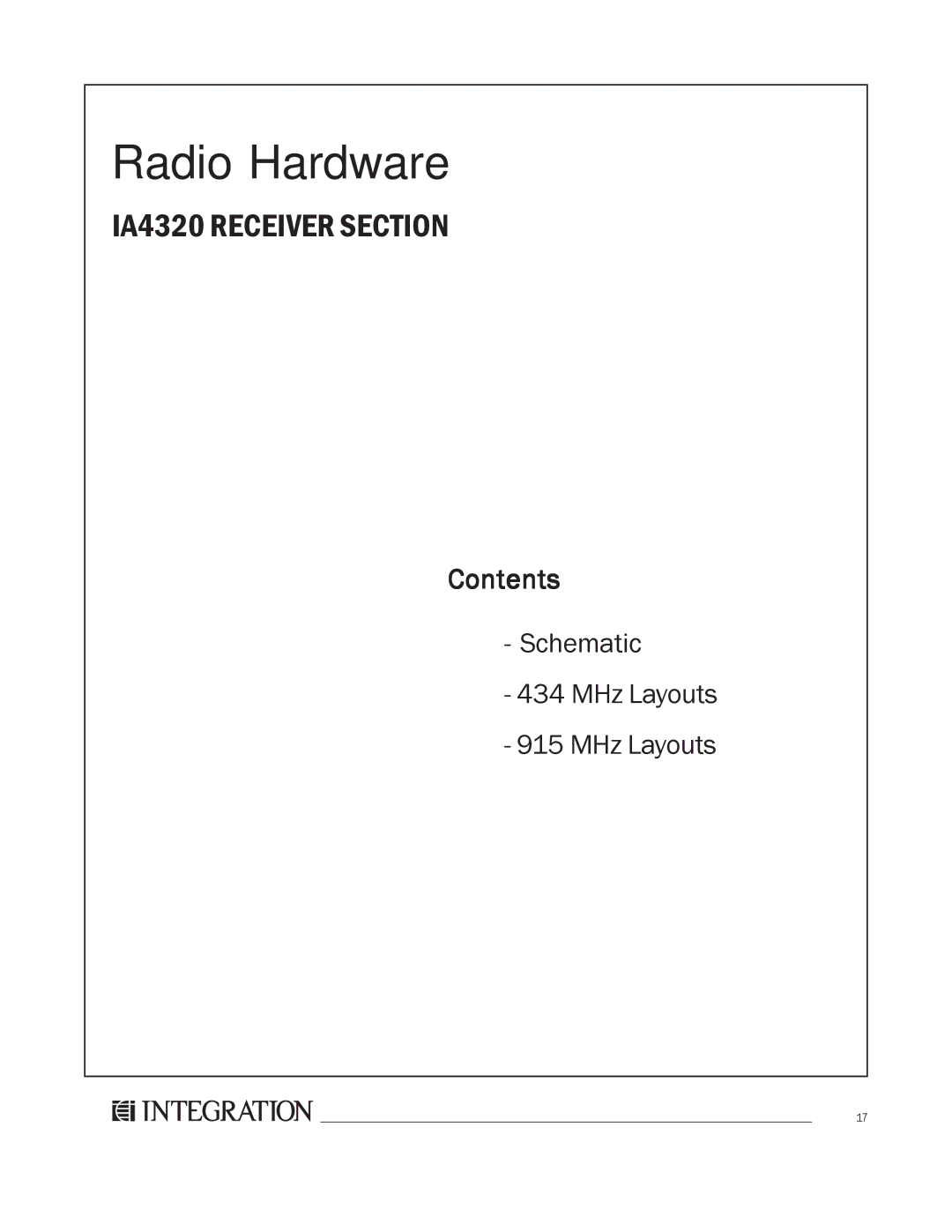 Integration 2.0r manual IA4320 Receiver Section 