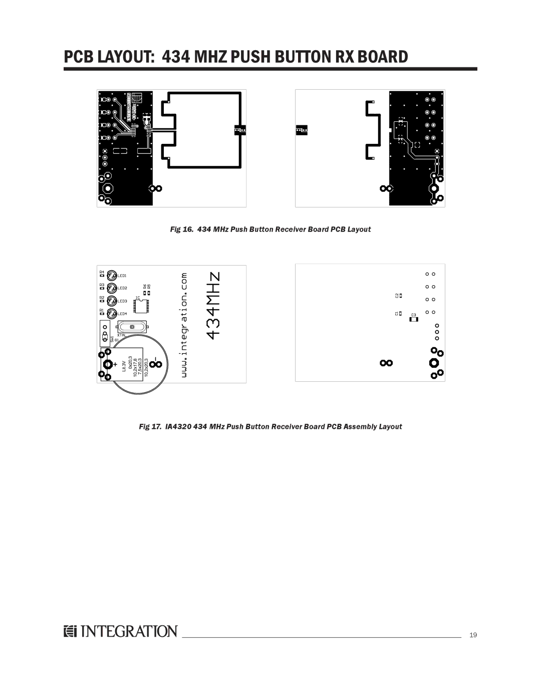 Integration 2.0r manual PCB Layout 434 MHZ Push Button RX Board 