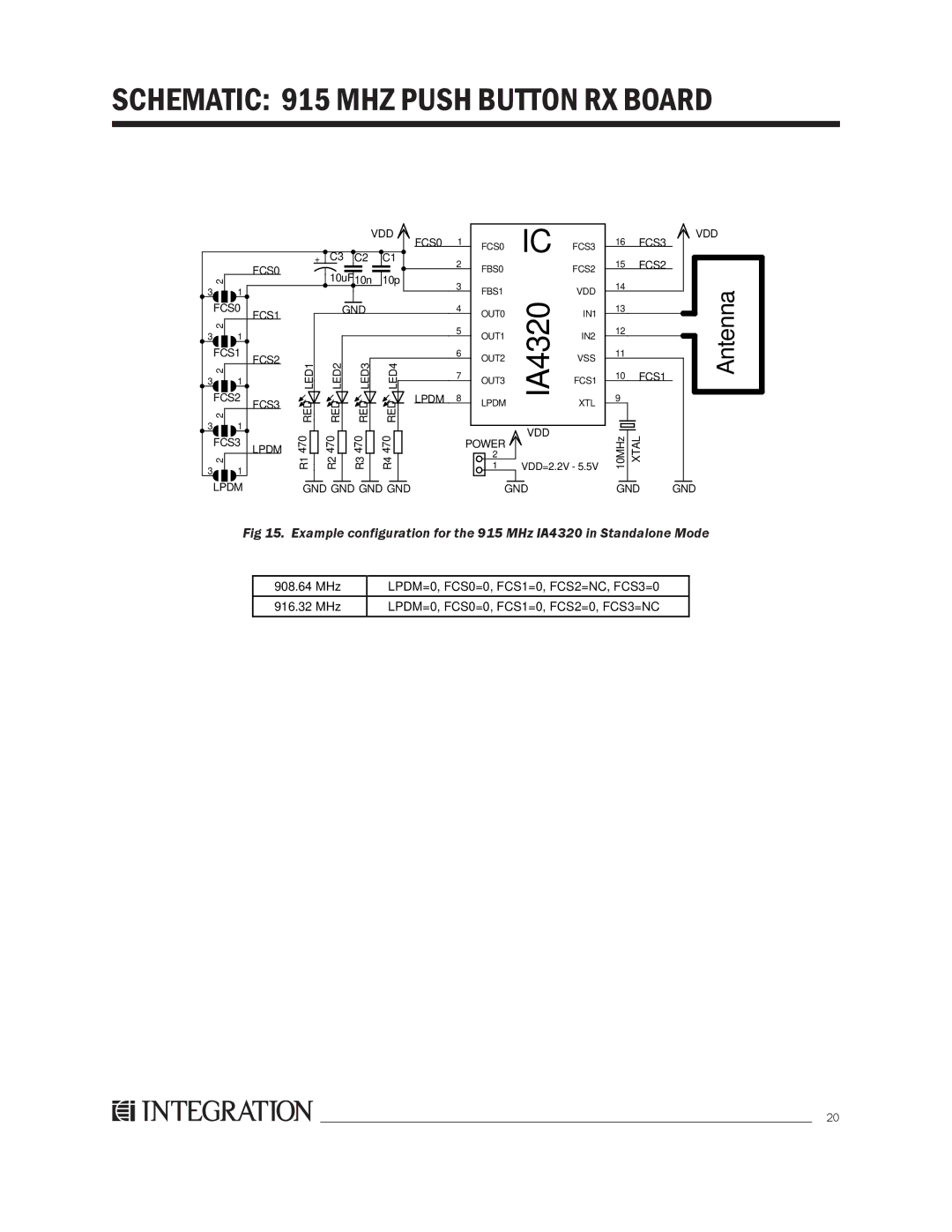 Integration 2.0r manual Schematic 915 MHZ Push Button RX Board 